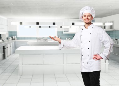 Chef in kitchen clipart