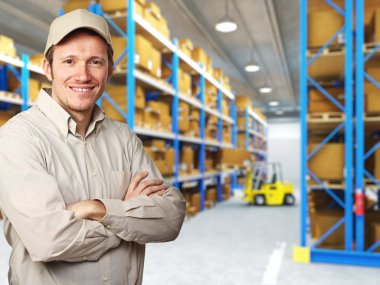 Worker in warehouse clipart