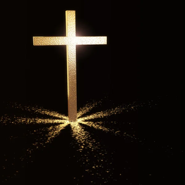 Złoty Krzyż chrześcijański — Zdjęcie stockowe