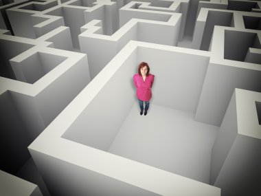 Woman and maze clipart