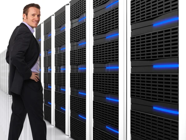 Man en server 3d — Stockfoto