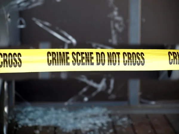 Crime Scene Marked with Yellow Tape — Stock Photo, Image