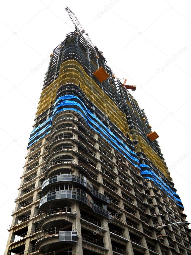 Modern Highrise Construction Site with Crane