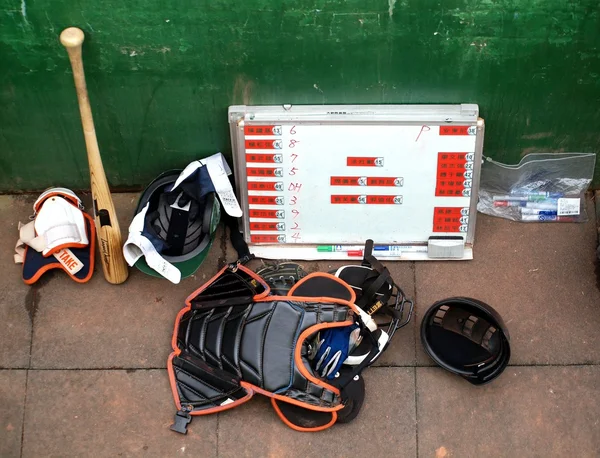 A Peak into the Dugout during a Baseball Game — Stock Photo, Image