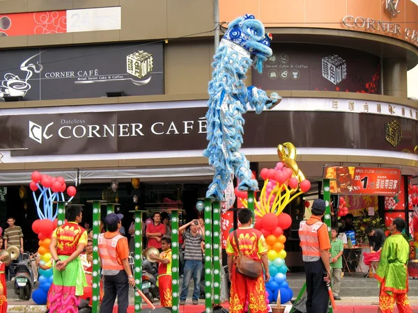 Lew chiński tancerzy na południu Tajwanu — Zdjęcie stockowe