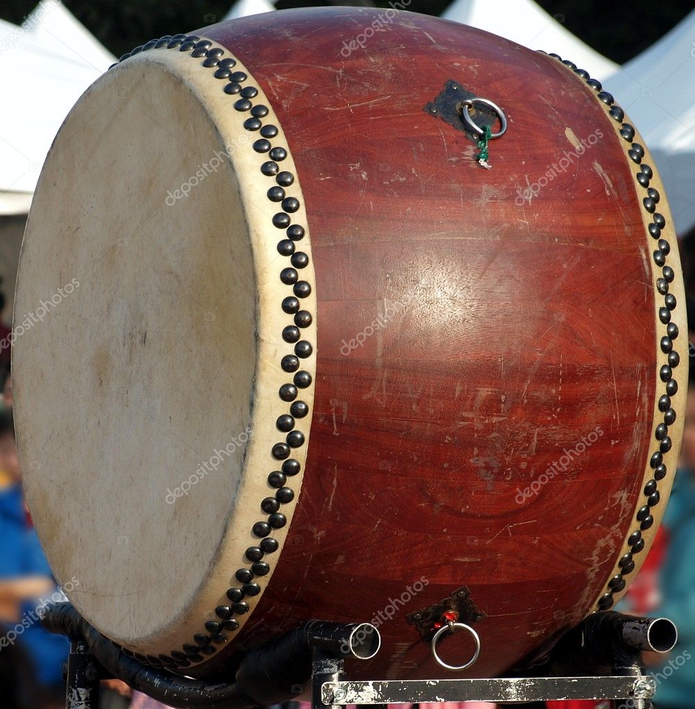 Large Chinese Wooden Drum — Stock Photo © shiyali #8935775