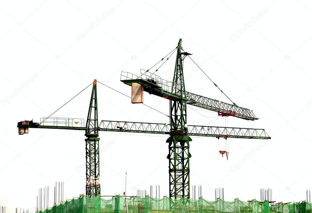Two Cranes on a Construction Site