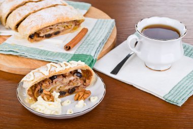 Apple strudel close-up