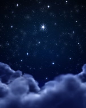 Bright star in night sky or space clipart