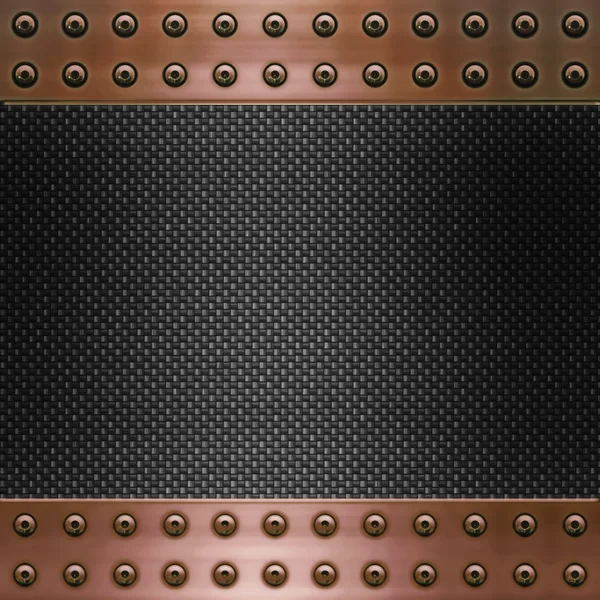 Fibra de carbono e fundo de cobre — Fotografia de Stock