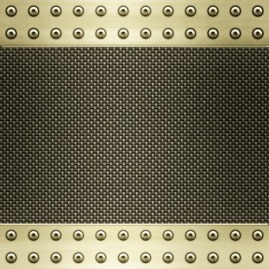 Carbon fibre and gold background clipart