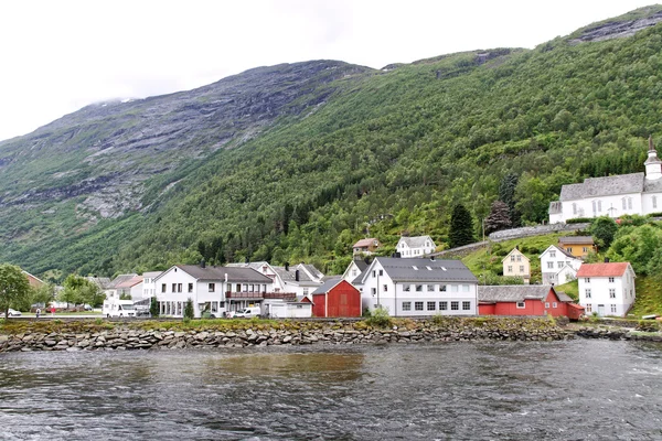 stock image Homes at norwegian fjord.