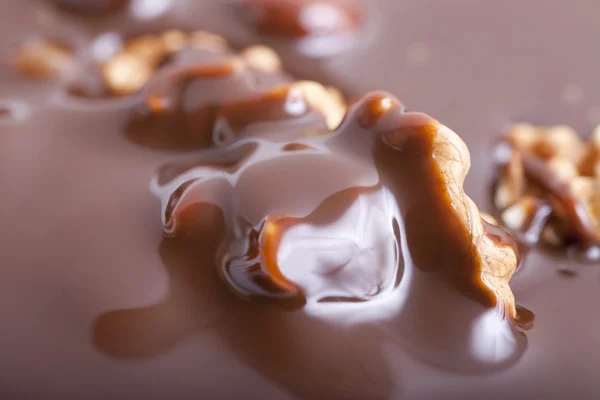 Valnötter och choklad. — Stockfoto