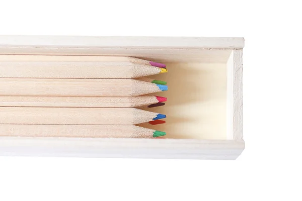 Colored pencils in box.. — Stock Photo, Image