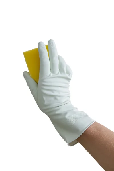Sponge in hand. — Stock Photo, Image