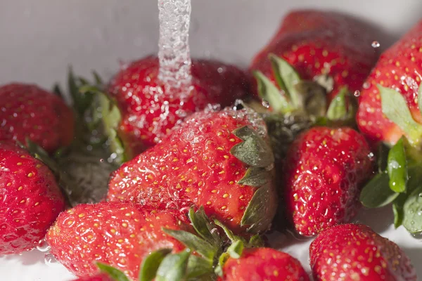 Erdbeeren und Wasser. — Stockfoto