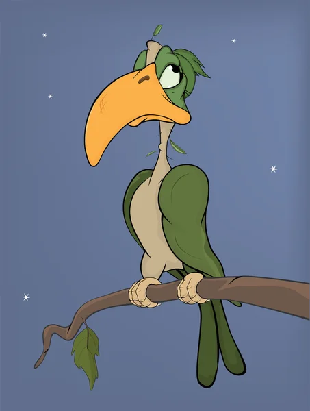 Papegoja på ett träd. Cartoon — Stock vektor
