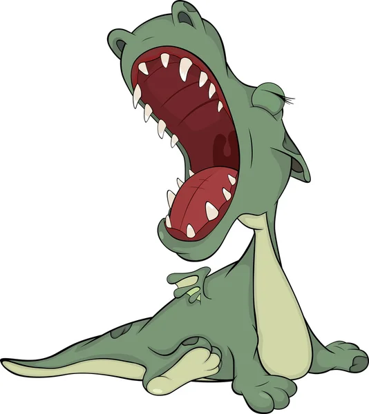 Vänliga gröna draken. Cartoon — Stock vektor