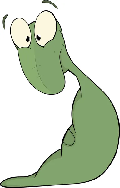 Green worm. Cartoon — Stock Vector