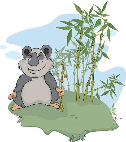 Oso. Panda y madera de bambú. Caricatura — Vector de stock