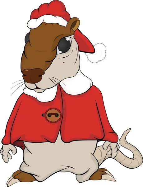 Pai Natal. Rato doméstico. Desenhos animados — Vetor de Stock