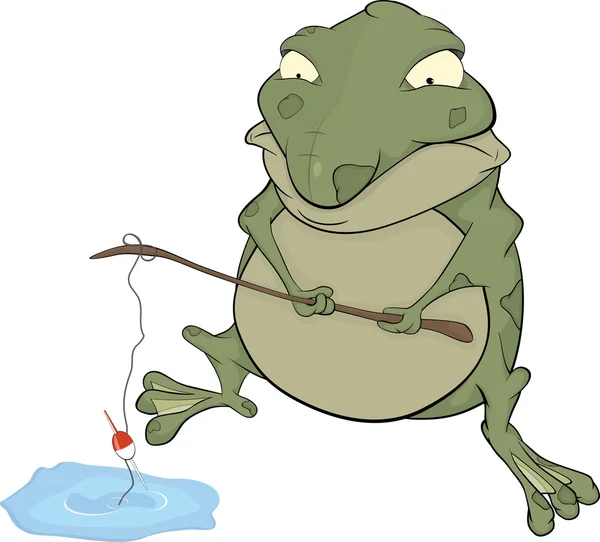 Toad il pescatore. Cartone animato — Vettoriale Stock