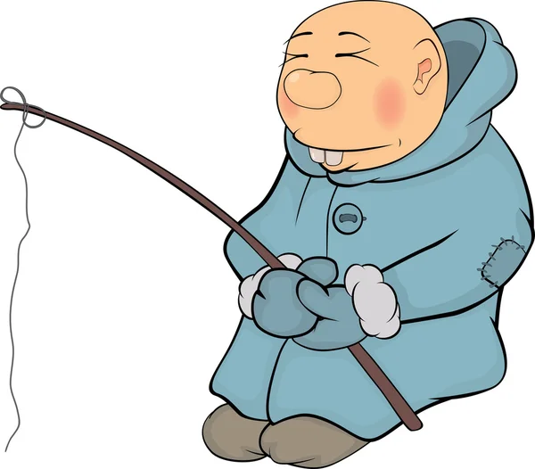 O pescador. O esquimó. Desenhos animados — Vetor de Stock