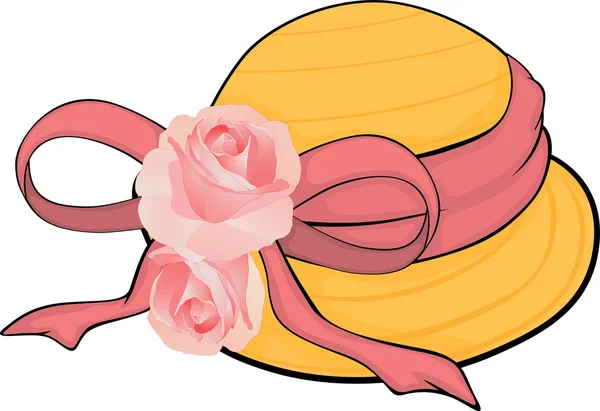 Соломенная шляпа с розами — стоковый вектор