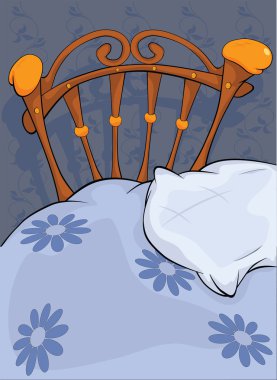 Old bed and pillow clipart