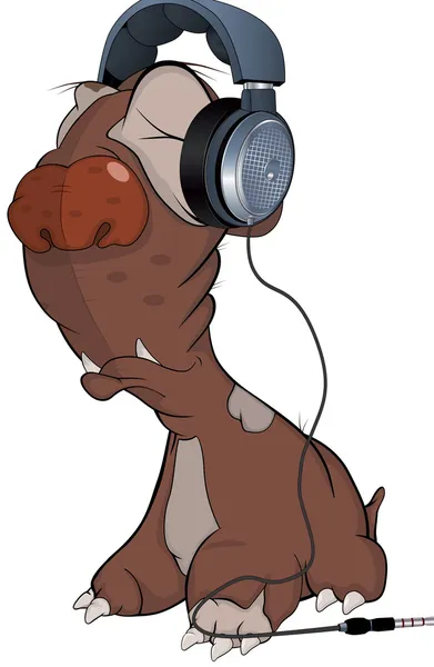 Dog and headphones. Cartoon — Stock Vector