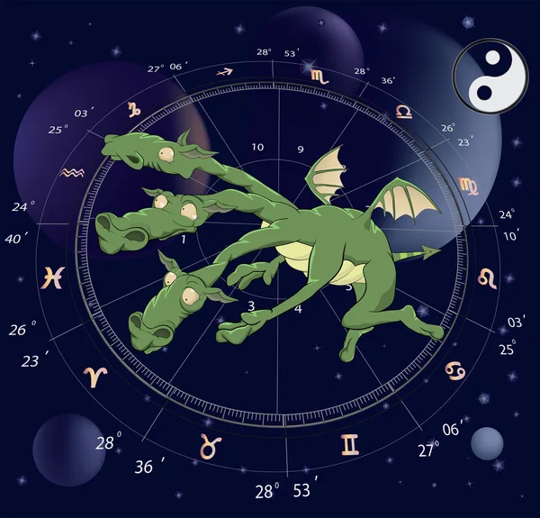 Signes du zodiaque. Un dragon — Image vectorielle