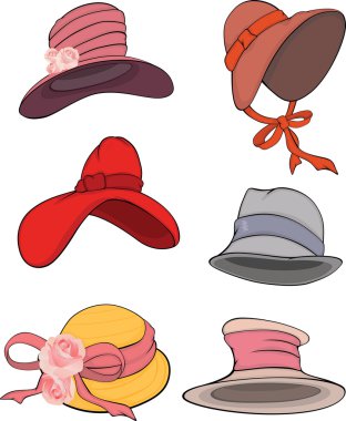 The complete set of female hats clipart