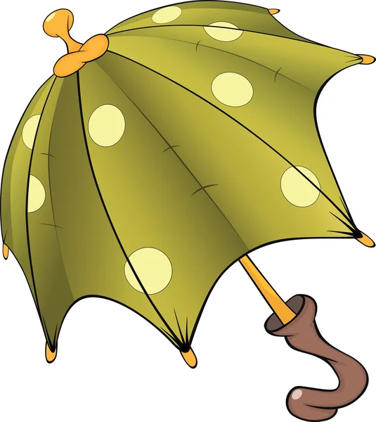 Paraguas verde. Caricatura — Vector de stock