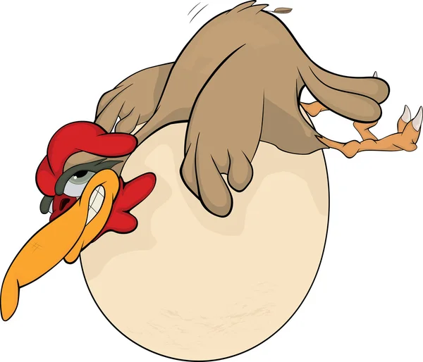 La poule et le gros œuf. Caricature — Image vectorielle