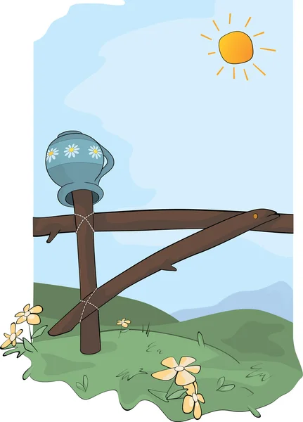 Landsbygdens landskap. Cartoon — Stock vektor