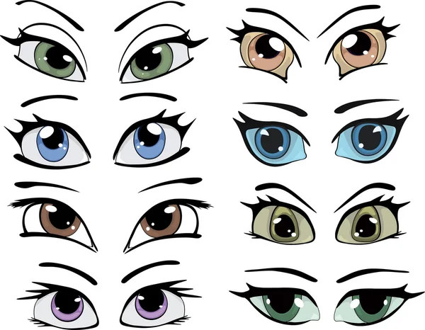 El juego completo de los ojos dibujados — Archivo Imágenes Vectoriales