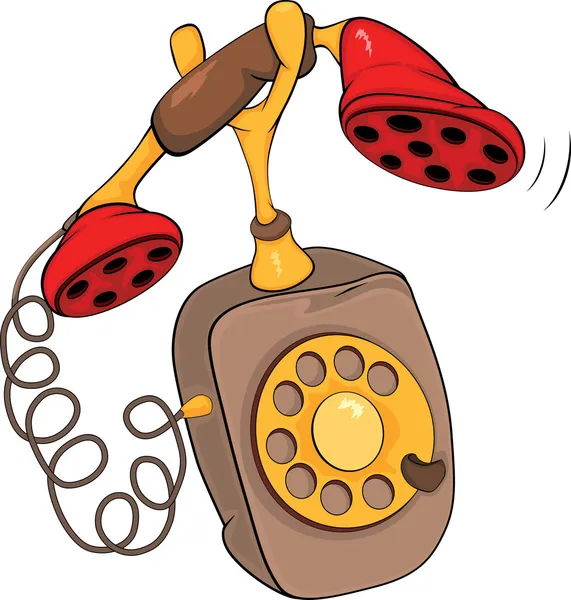 Oude telefoon. Cartoon — Stockvector