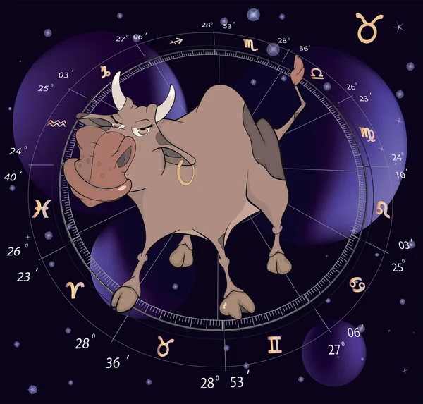 Zodiac signs. Taurus. Cartoon — Stock Vector