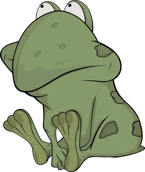 Die kleine grüne Kröte. Karikatur — Stockvektor