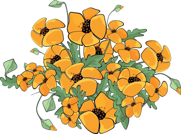 Bouquet de fleurs. Caricature — Image vectorielle