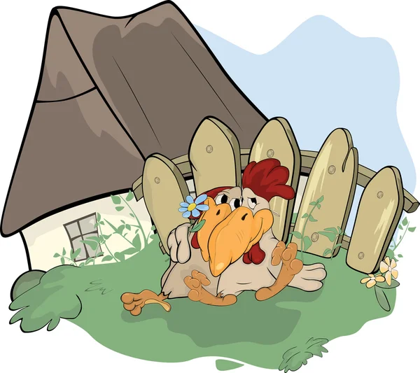 关于一只母鸡和 cock.family。卡通 — 图库矢量图片