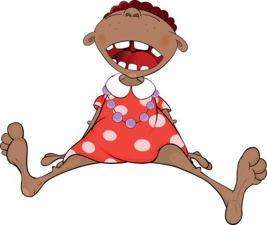 Smiling African American girl. Cartoon clipart