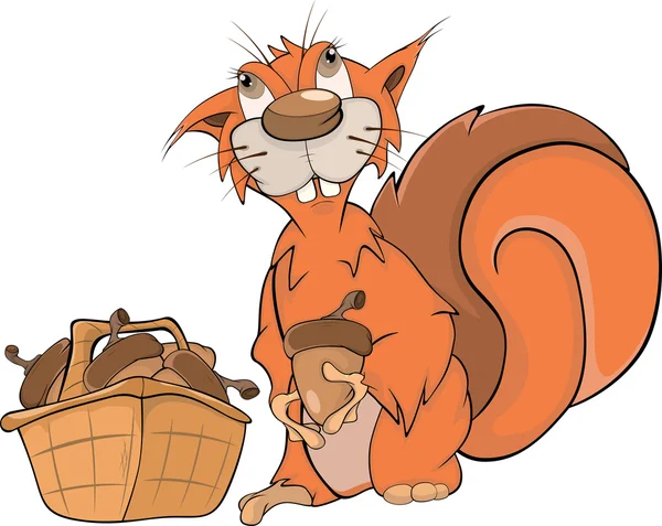 Wiewiórka i żołędzie. kreskówka — Wektor stockowy