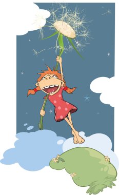 Flight of the girl and dandelion clipart