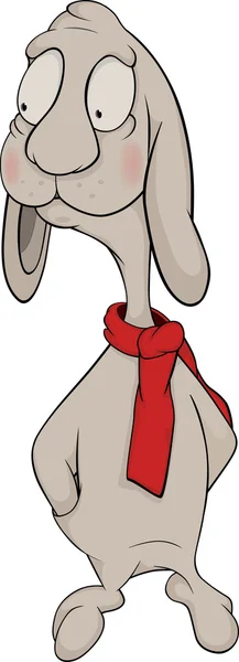 Rabbit with a scarf. Cartoon — Stockvector