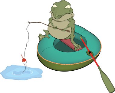 Toad the fisher. Cartoon clipart