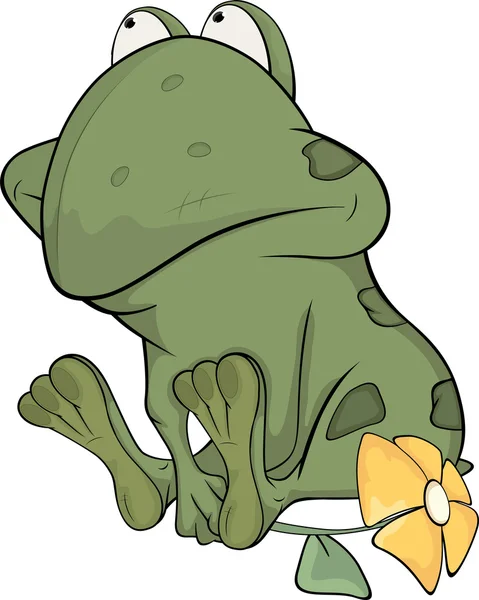Die kleine grüne Kröte. Karikatur — Stockvektor