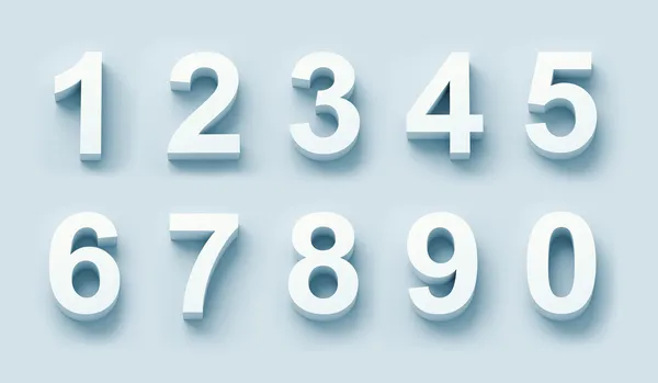 3d weiße Zahlen gesetzt — Stockfoto