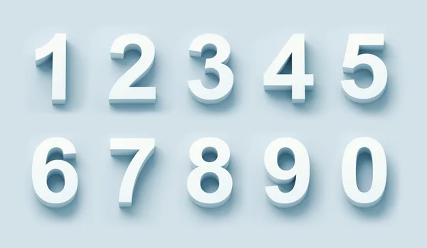 Трехмерный набор белых чисел — стоковое фото