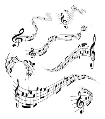 Set of musical notes staff clipart
